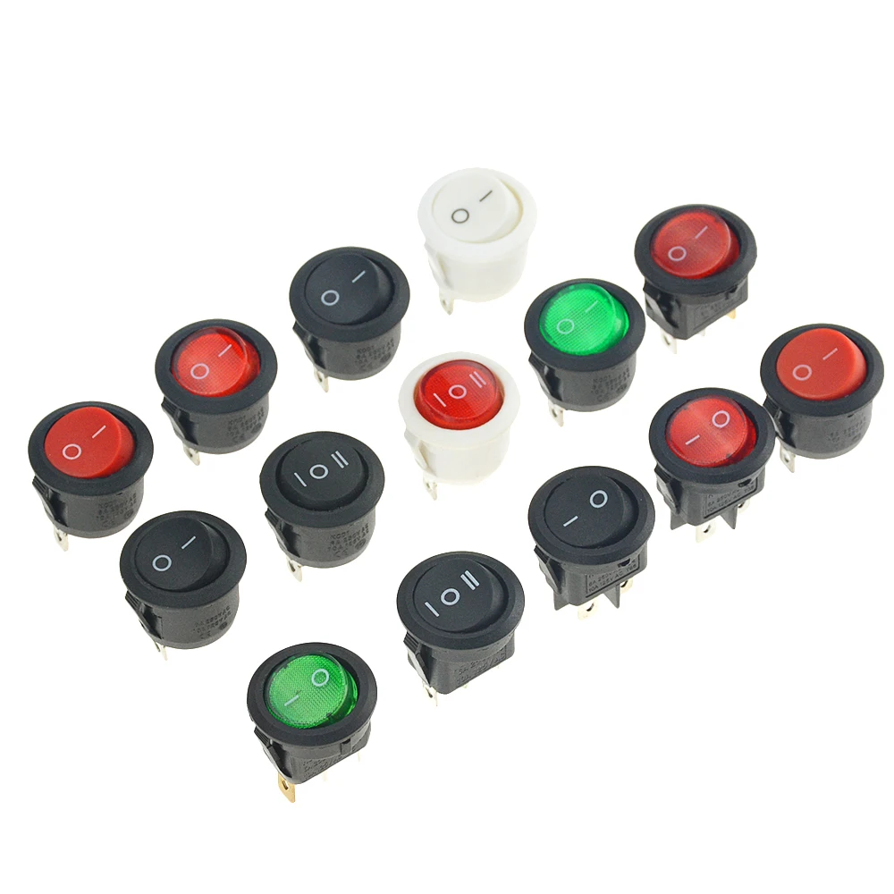 SPST 24V/12V 20A Led Light Power Switch Car Button Lights Rocker Toggle Switch 3 Pin on OFF Round Rocker Switch T105 55