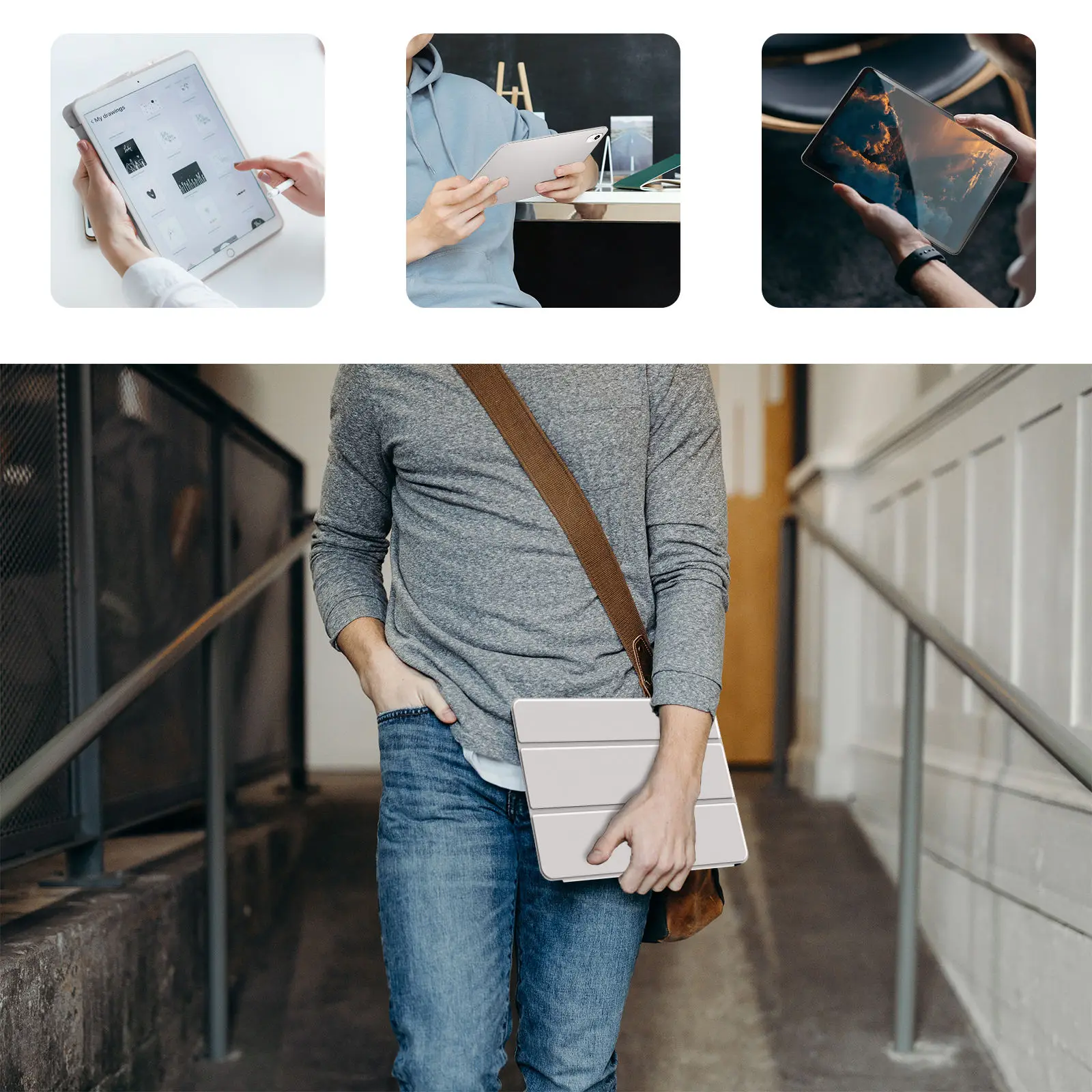 product laudtec magnetic pu leather tablet case with auto sleep wake feature smart cover for ipad air 11  13 2025 pencil holder-9
