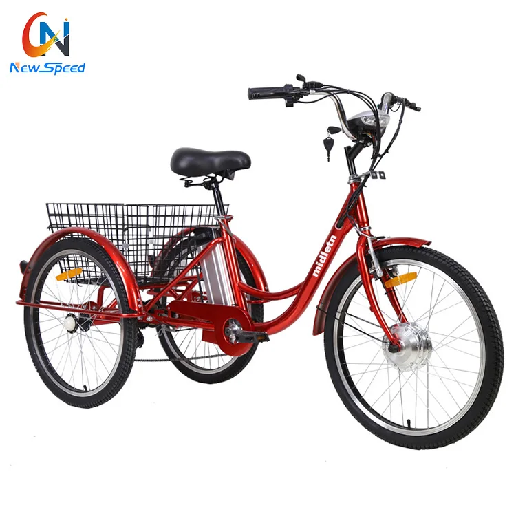 Tricycle Électrique Tout-Terrain 24 Pouces Pour Adulte - Moteur 7 Vitesses, Panier, LCD, Phare LED - Capacité 200 Kg - Conduite Facilitée