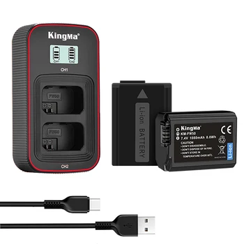 Kingma NP-FW50 Camera Batteries and Dual LED Battery Charger Set for Sony A6500 A6300 A6000 A5000 A3000
