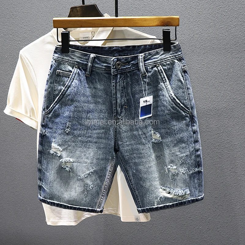 Ms001 Fashion Stacked Casual Pants Mens Jean Shorts Ripped Jeans Shorts ...