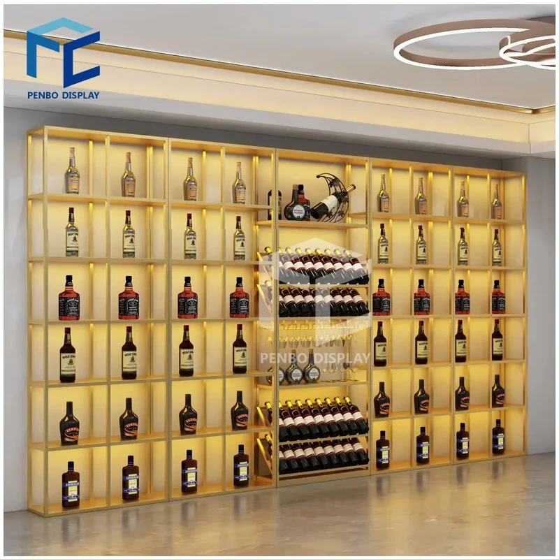 Modern Liquor Display Racks Shelves Customized Winery Storage Furniture ...