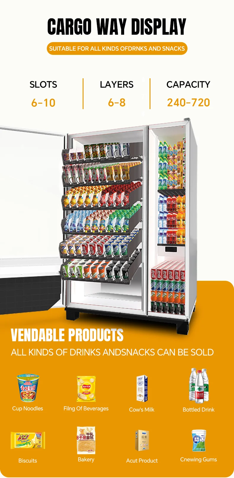 product for schools community colleges universities food fruit sweet snacks and drink smart fridge vending machine for sale-61