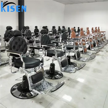 理容、美容チェア 木泉美容室家具黒クロコダイルレザーアンティーク理髪店サロン用