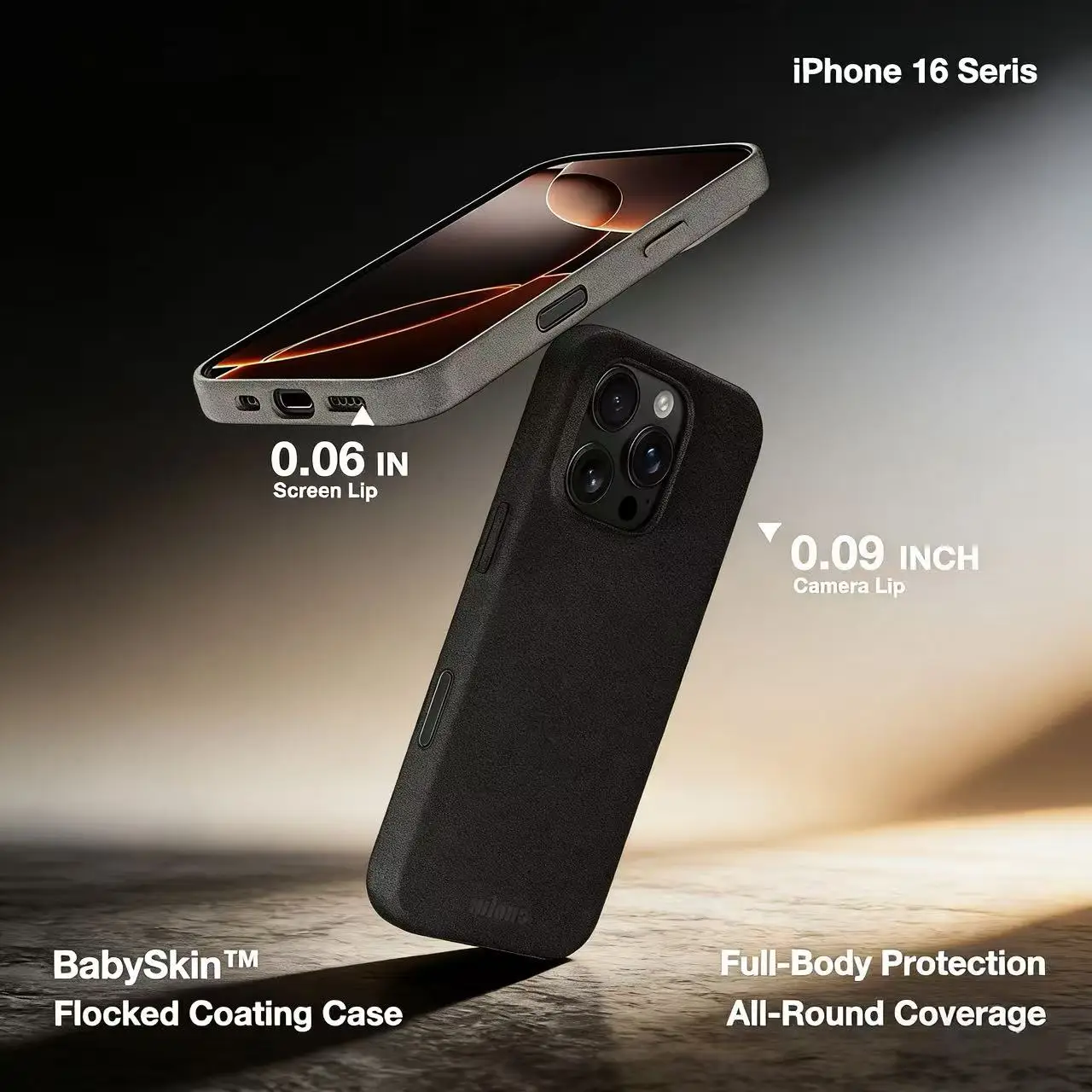 Funda de teléfono con acabado de fibra ultrafina Laudtec con protección mejorada para cámara y botones precisos para iPhone 16/16 Pro