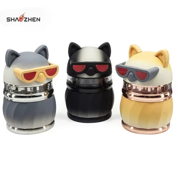 Wholesale Hot Selling Gradient Sunglasses for Cats Shaped Cigarette Grinder with Zinc Alloy 4-layers Tobacco Grinder