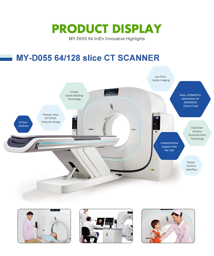 16 32 64 128 256 Slice X ray Machine CT Radiology Equitment Spiral CT Scan with Cardiac CT Scanner Machine