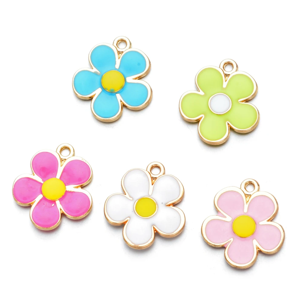 10pcs/Lot Flower Japan Protective Talisman Wish Tag Oil Enamel DIY Charms  for Bag Earring Jewelry Making Handmade Pendant