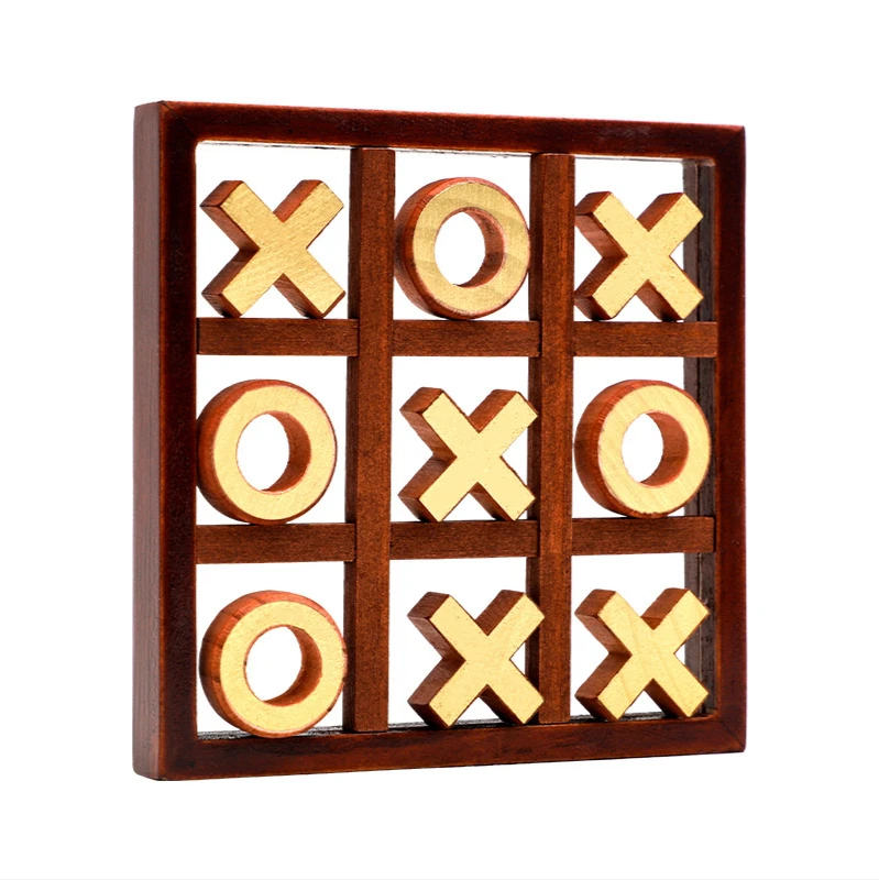 Wooden Tic Tac Toe Board Game XO Chess Parent Child Interaction