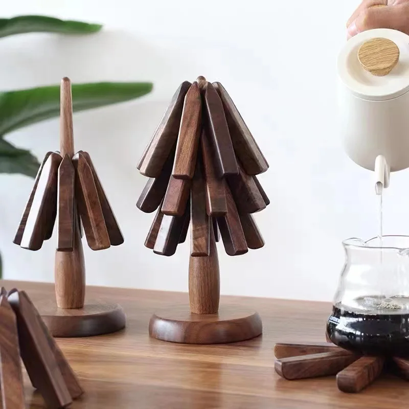 Sottopentola In Legno A Forma Di Albero – Set 3 Pezzi In Faggio, Pieghevoli, Termici - 3