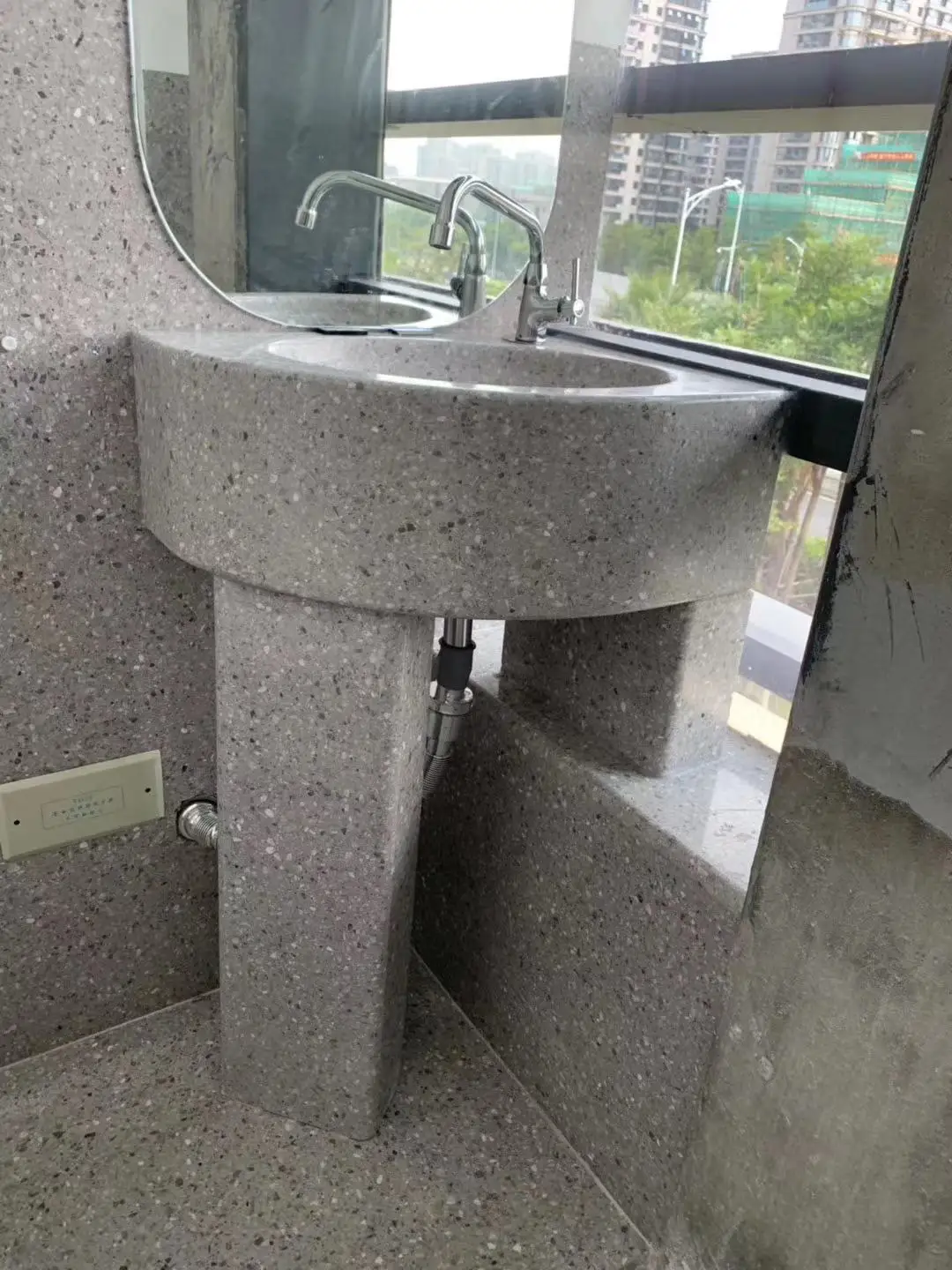 product yd stone modern design artificial stone wall panel grey terrazzo floor tile for bathroom decor-5