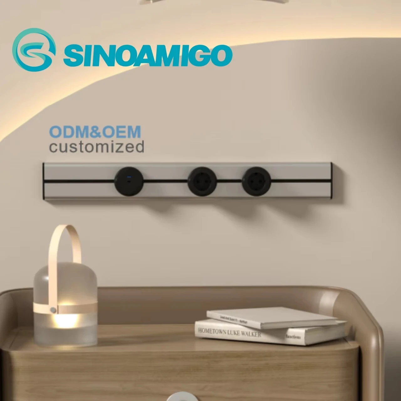 SINOAMIGO Customized Surface Mount Movable Track Socket Outlets Rail Power Track System  for Office Kitchen Cabinet Bedroom