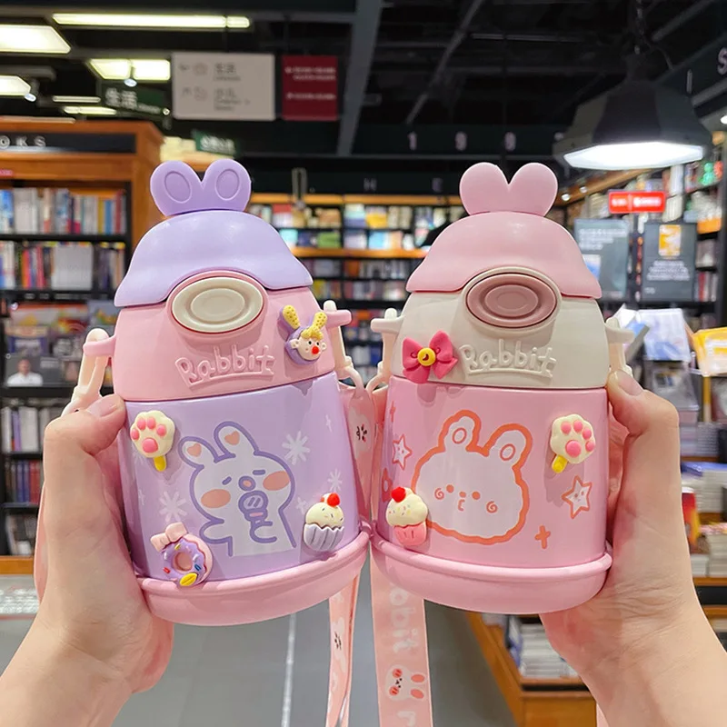 500ml 17oz Cartoon Cute Thermos Water Bottle For Kids Girls