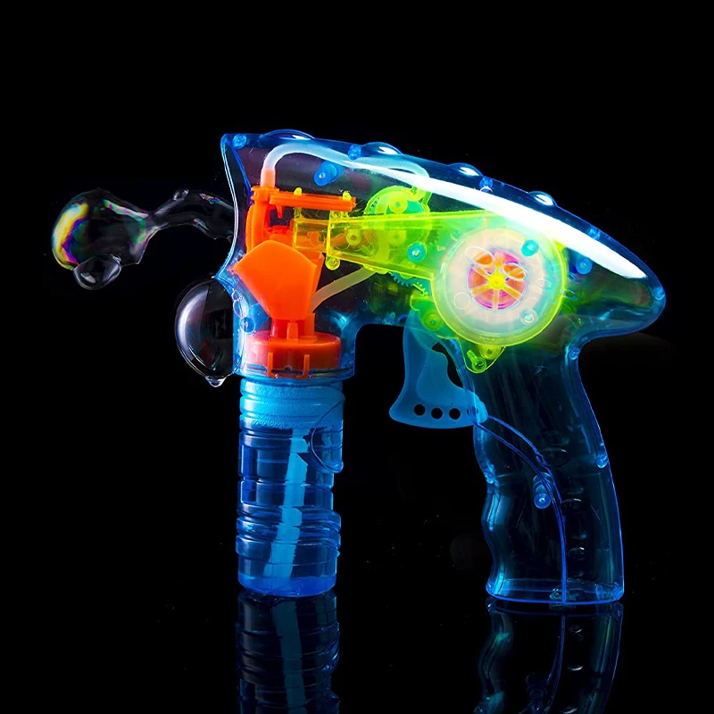 Light up Transparent Bubble Blower Gun LED Bubble Gun for Kids
