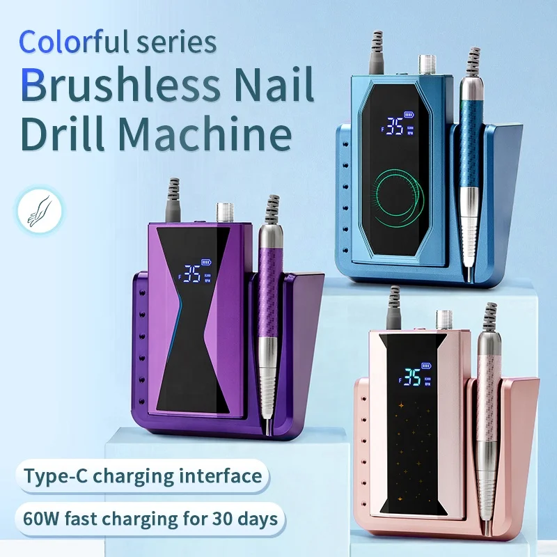 AT-NDB-181 Nail Drill Cordless Electric File Rechargeable Machine for DIY Nail Art Salon and Home factory