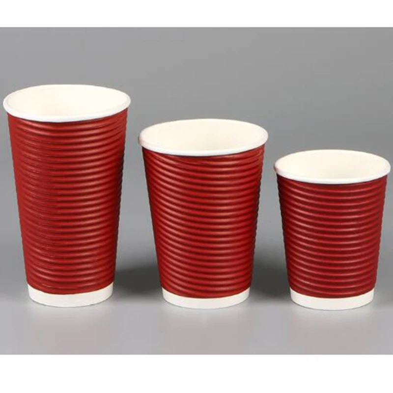 8/12/16 Oz Disposable Hot Tea Cup Cardboard Ripple Anti-scald Coffee ...