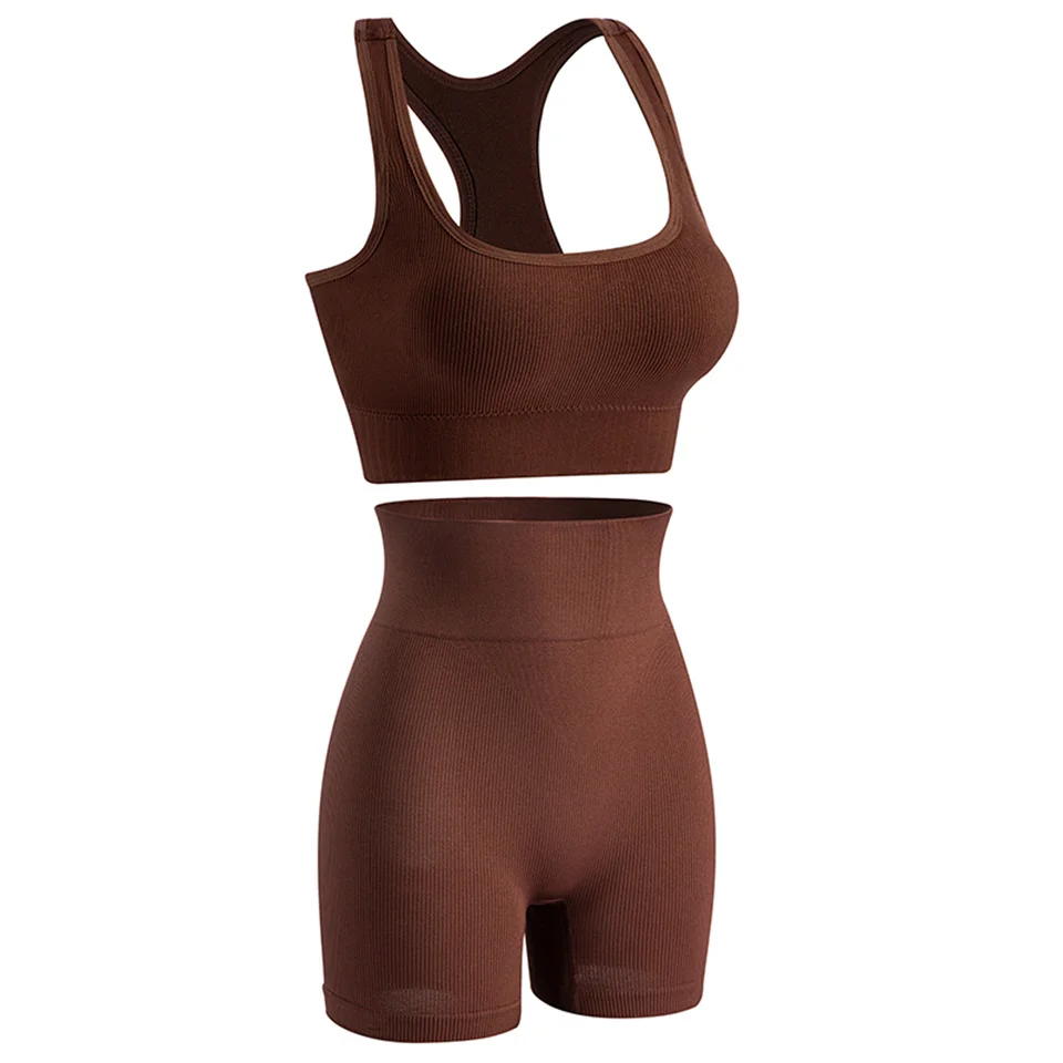 HKRXEC Sports Bra and High-Waist Shaping Shorts Set