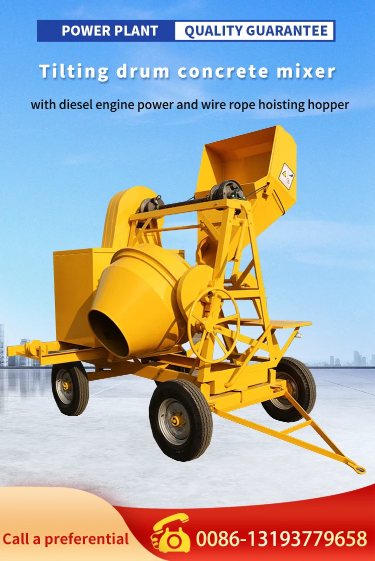 Gasoline 500l 560l 700l Small Concrete Mixer Machines Diesel Factory