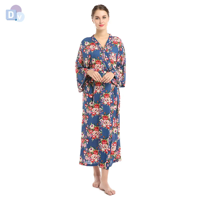 Half Sleeve Robe Floral Silk Rayon 