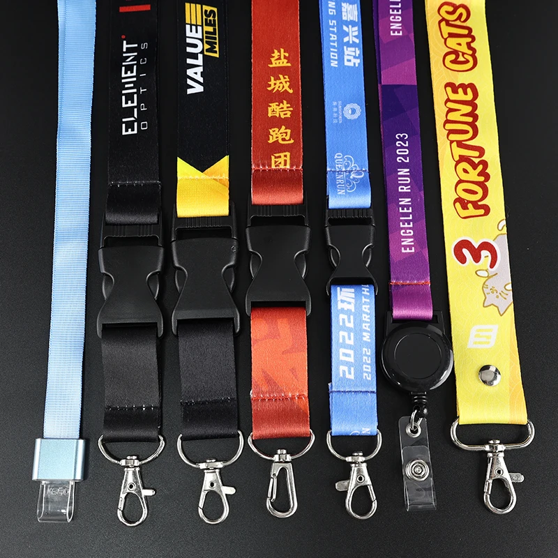 Wholesale Etiqueta de Impressão Digital Personalizada em Nylon e Poliéster com Logotipo Personalizado, Alça para Crachá de Identificação com Gancho, Etiqueta Promocional