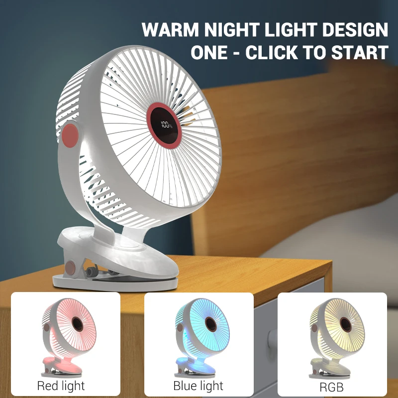 5000/10000mAh Clip Desktop Ventilator USB Mini Elektrische Draagbare Oplaadbare Tafelventilator Studentenkamer Kleine Koelventilator_voghion.com