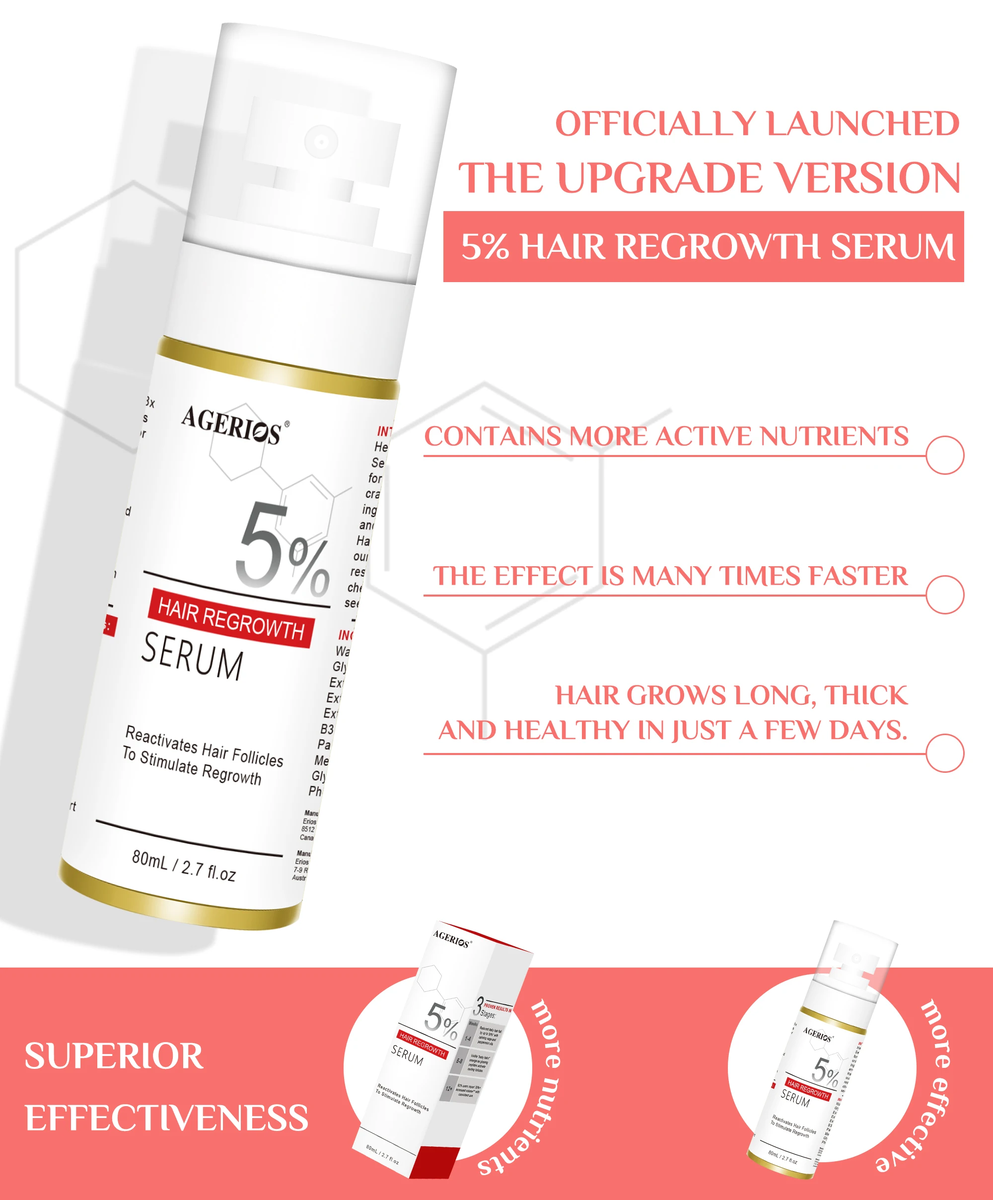 Organic Scalp Revitalizing Spray with Amino Acids & Hyaluronic Acid for Hair Follicle Stimulation and Growth