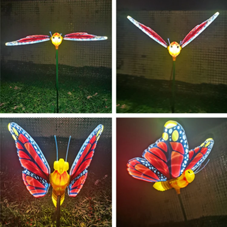 ダイナミックバタフライランプ | RGB色 & ソーラー電源対応の庭照明
