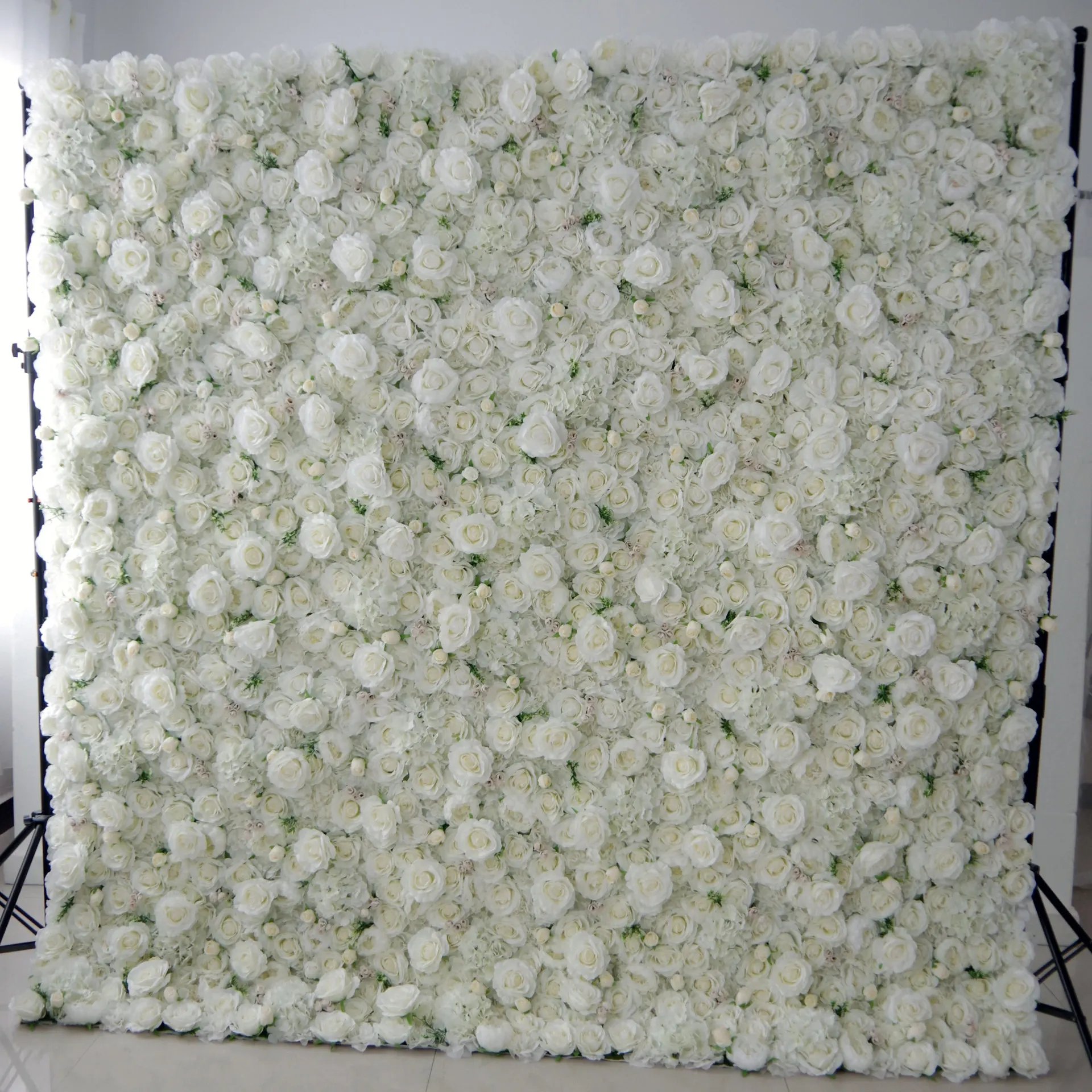 Hot Artificial White Rose 3d Hydrangea Flower Wall Backdrop For Wedding