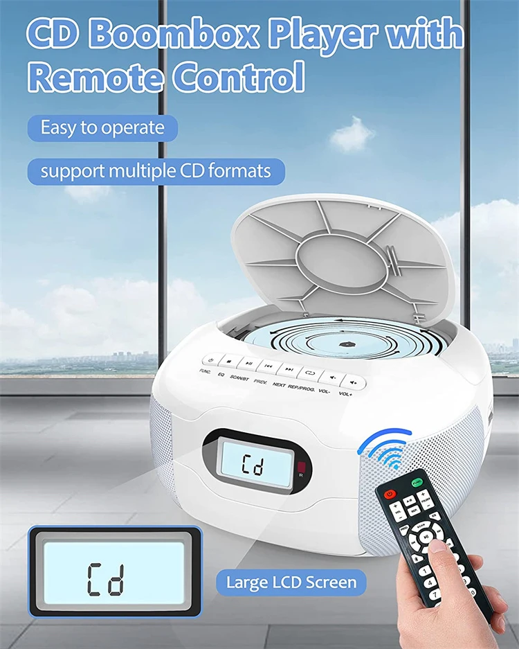 Portable Top Loading CD Boombox with FM Stereo Radio AC/Battery Powered  CD and Cassette Player Combo