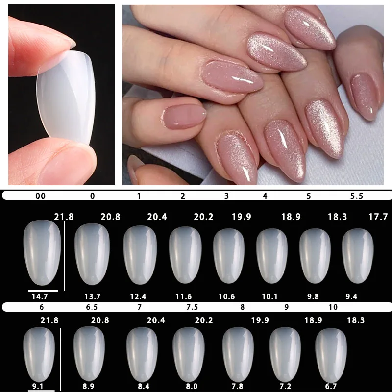 600pcs PMMA Natural Oval Medium Short Almond Coffin Nail Tips Full Cover Half Matte Acrylic Soft Gel Nail Art False Nail Tips