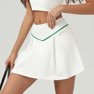 Bnice Custom Logo Two Piece Tennis Skirt Women Polo Skirt High Quality Golf Dress Built-in Shorts Pockets Contrast Colors Skirt