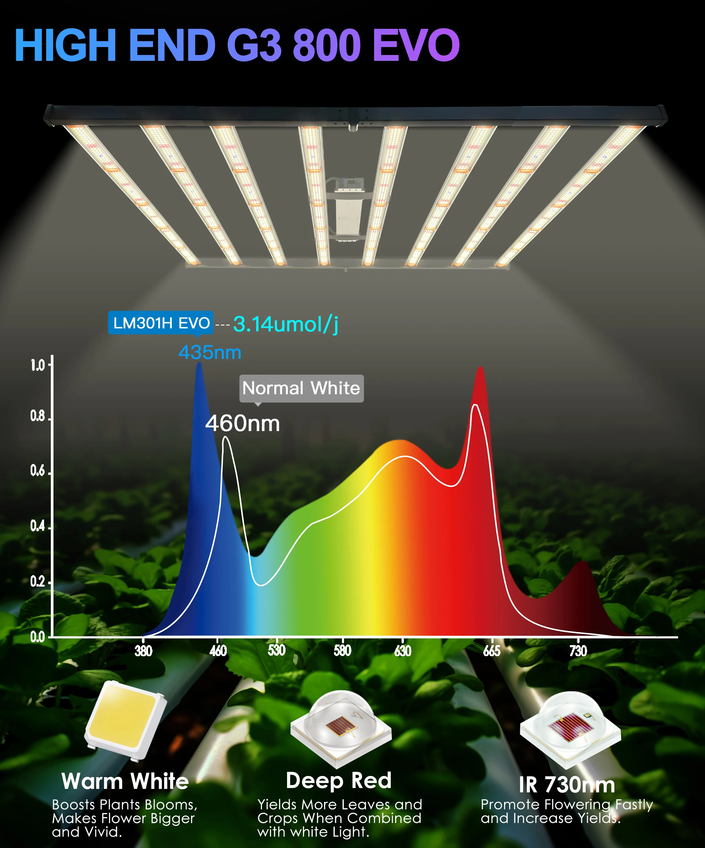 301h evo 상업 720w 전체 스펙트럼 실내 led 식물 성장 빛 스트립 1000w lm301h evo 실내 식물에 대한 ...
