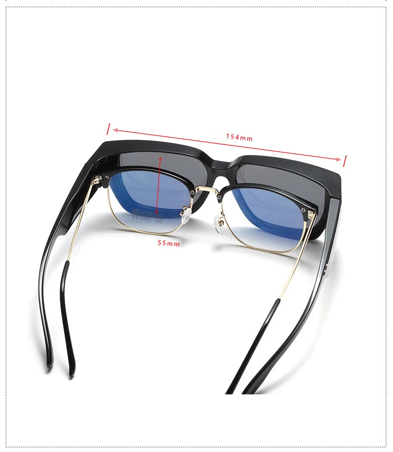 Large Polarized Fit Over Glasses Sunglasses, TR90 Frame, Square Shape Polarized Sunglasses Fit Over Glasses Square UV Protection  main image 4