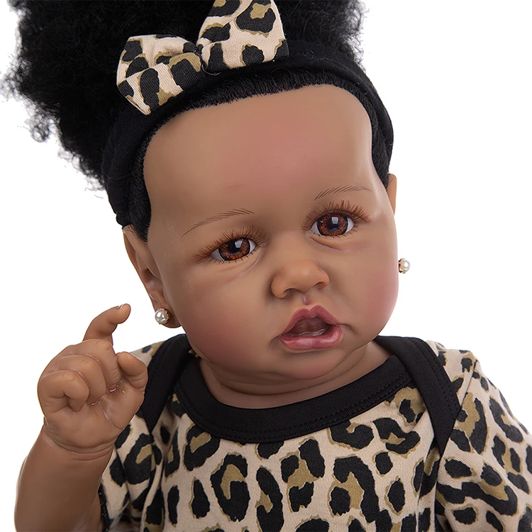 2022 new model full silicone 22 inch/55cm black skin girl baby