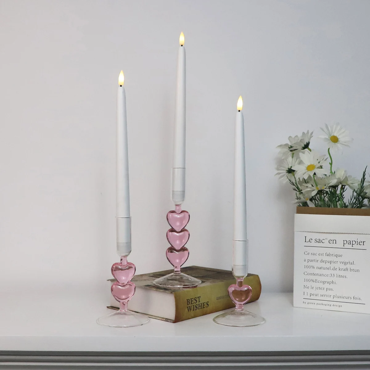 Custom Simple Nordic High Borosilicate Glass Home Decoration Glass Candle Holder