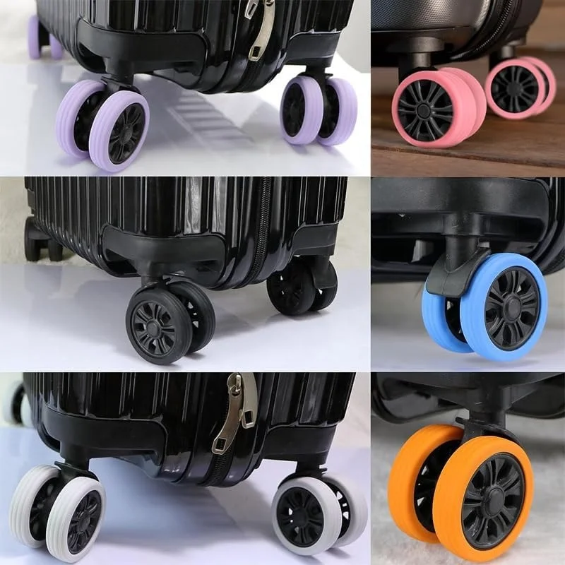 IKOPFLN - 4 Protectores De Silicona Para Ruedas De Maleta, Tamaño 5-7 Cm, Antirruido, Antigolpes, Impermeables, Color Negro