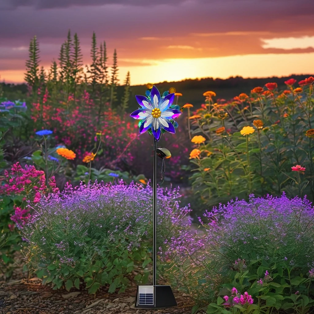 Solar Light LED Metal Decorative for Garden Wind Spinner Stake