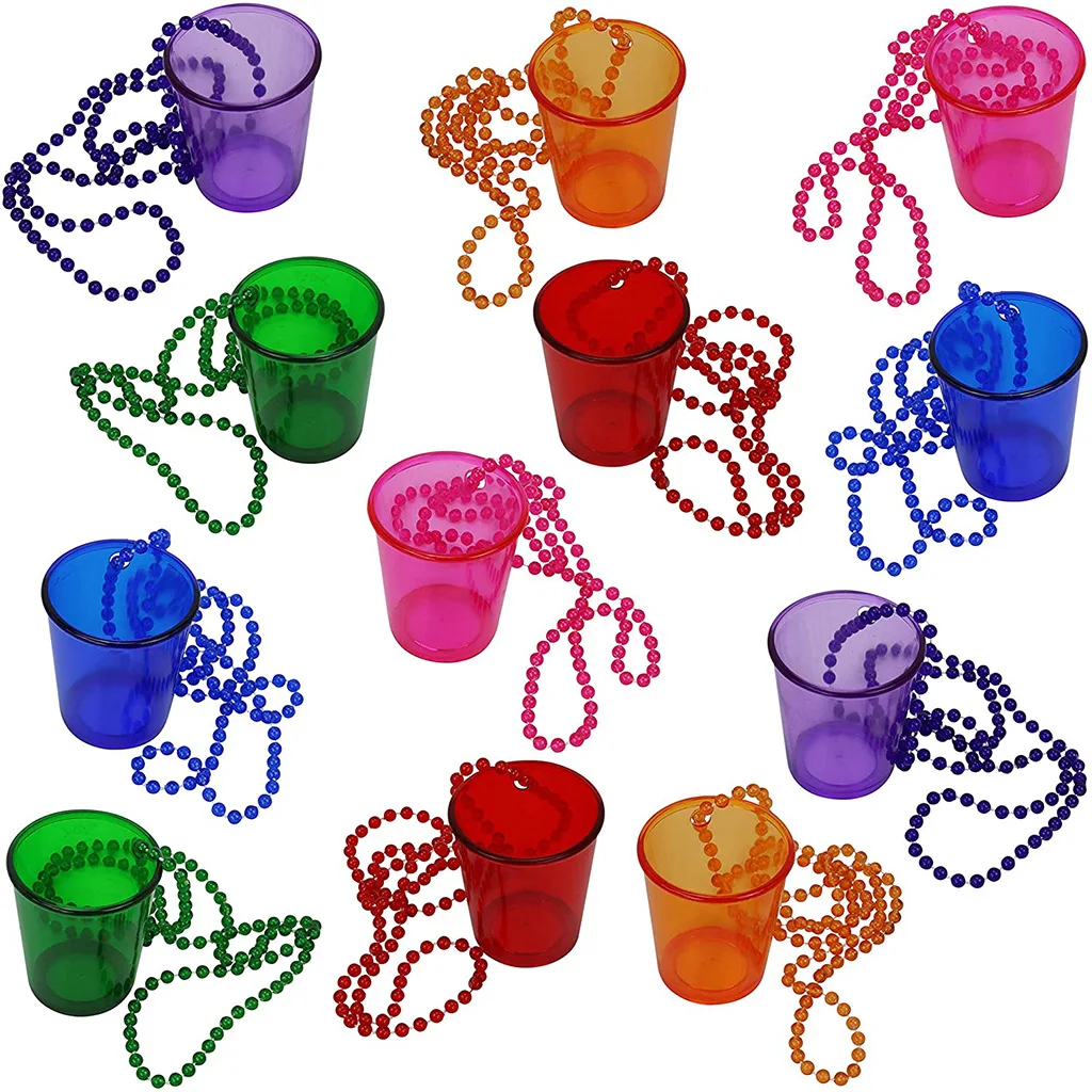 Bridal Party Necklaces Shot Glass On Beaded Necklace 6 Colors Bride Necklace For Bachelorette 3429