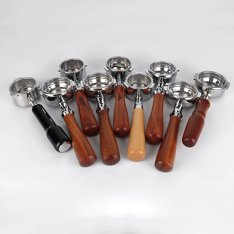 51mm Stainless Steel Espresso Coffee Machine Portafilter Handle with Bottomless Wood Filter Holder Portable Feature