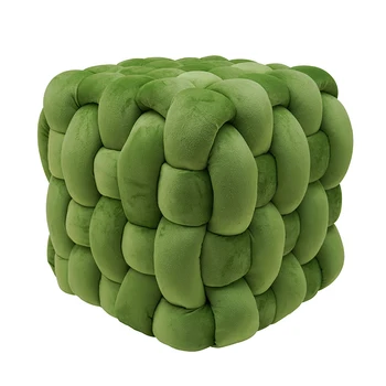 High Quality New Design Fabric Ottoman Square Shoe Stool Wholesale