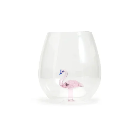 Figural Flamingo Stemless Wine Glass