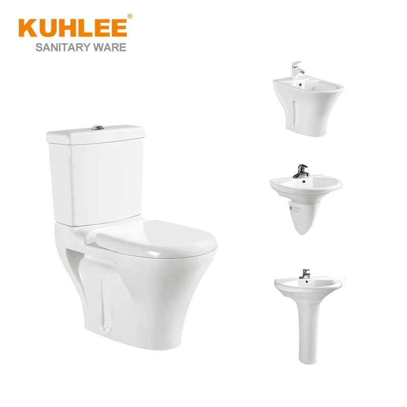 Two Piece Water Closet Bathroom Set Ceramic Sanitary Ware Suite Toilet Bowl With Bidet Basin Lavabo Sink