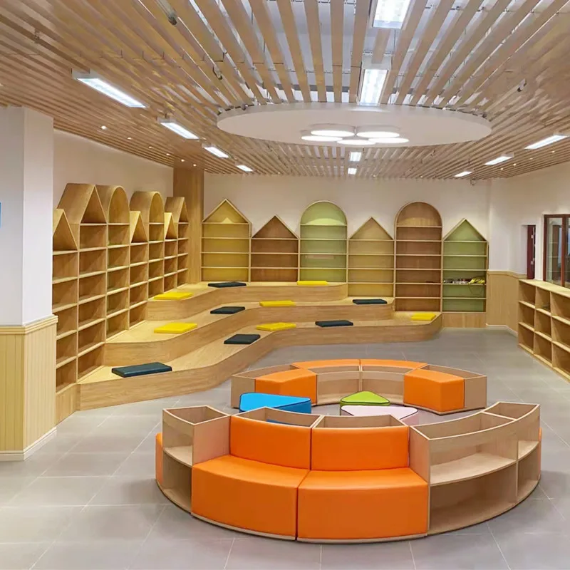 Chiquitos Modern Library Furniture Set Multi-functional Wooden Bookshelf with Seating Combination for Reading and Learning Cozy