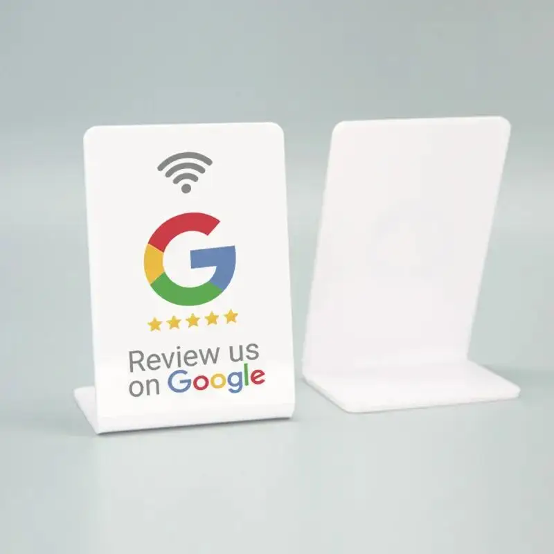 Acrylic NFC Menu Display Table Stand Custom NFC Google Review Stand Sign