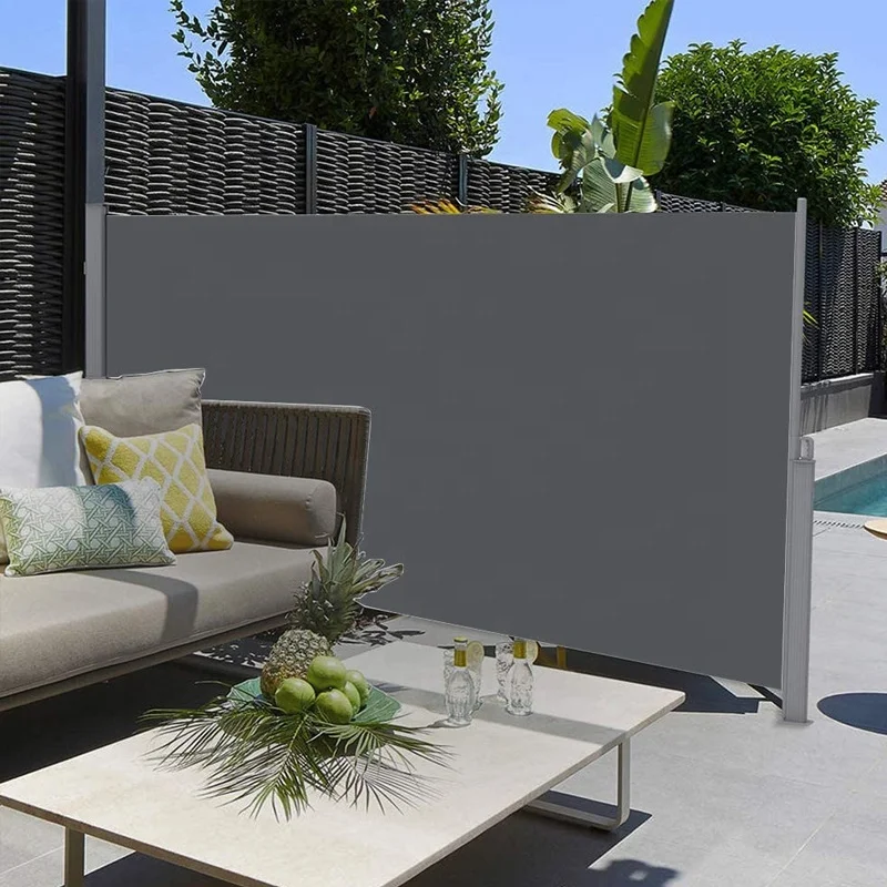 Retractable Side Awning Privacy Screen Outdoor Retractable Privacy Fence for Courtyard Terraces Pools