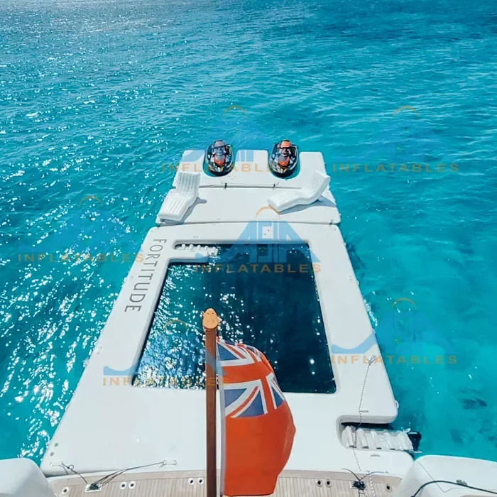 4M X 10M AIR Floating Inflatable Luxury Sea Ocean Swimming Pool With Safety Netting for Yacht Holiday Time