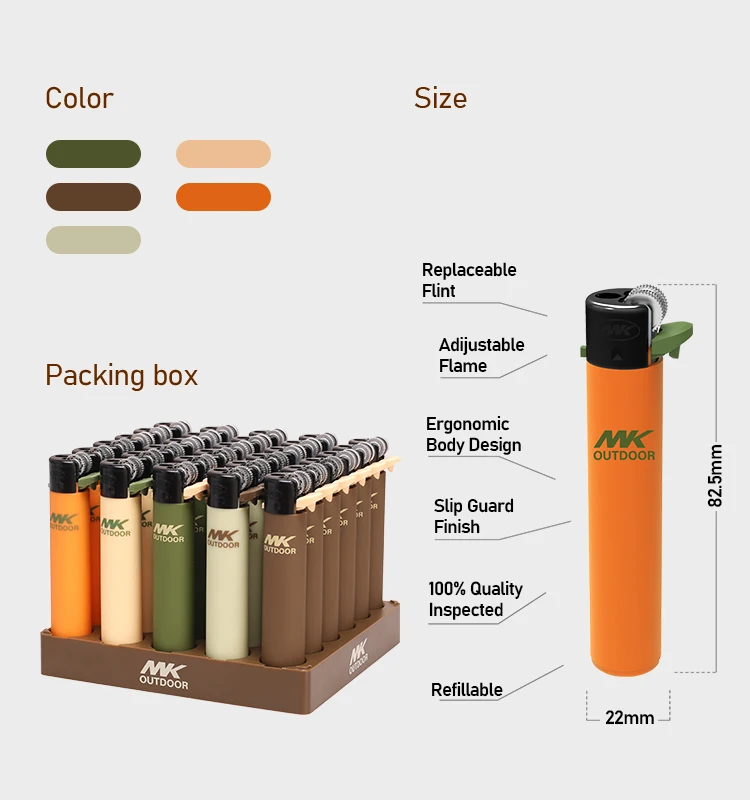 Mk Wholesale Slim Flint Gas Lighters Bulk Butane Gas Fancy Flame Lighter Disposable Refillable