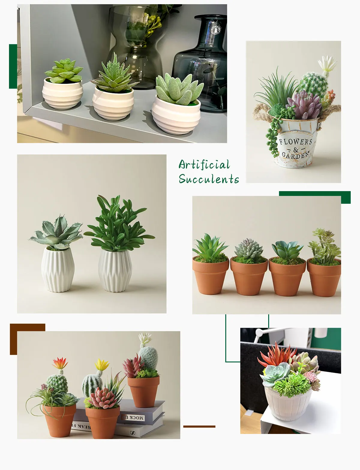 Artificial Succulents Plants Clay Pot Mini Succulent Small Faux Cactus Cacti Sets Indoor Plants