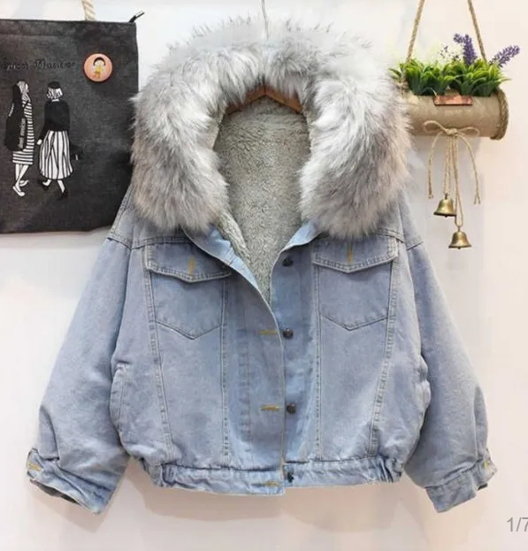 Womens Fur Faux Fur Women Winter Clothes Vintage Cotton Thick Warm Denim  Coat Women Denim Jacket Oversized Loose Fur Collar Plus Velvet Jean Parkas  HKD230727 From Mengqiqi05, $18.15