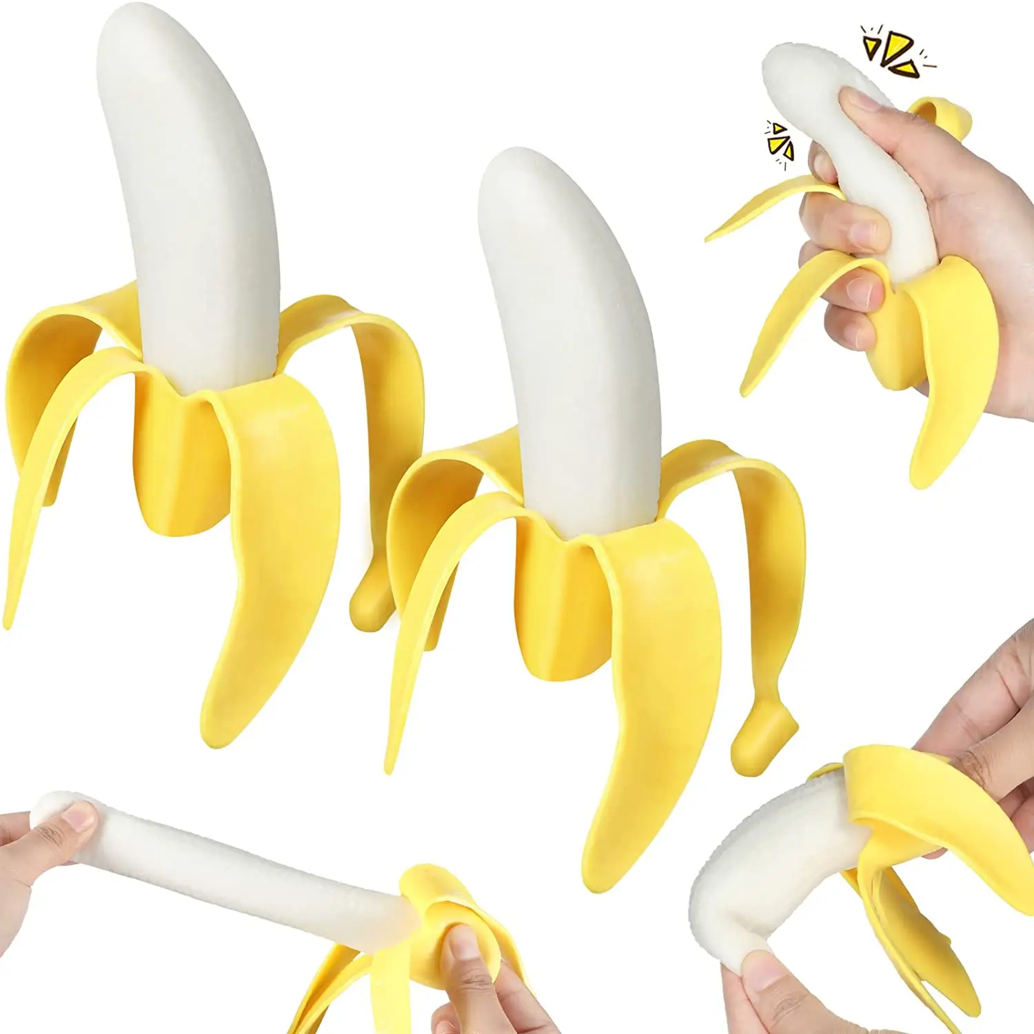 2023 Hot Sale Stretchy Banana Fidget Toy Rubber Banana Novelty Stress Relief Toys Funny Peeled Banana Toy Squishy Stress Ball Alibaba